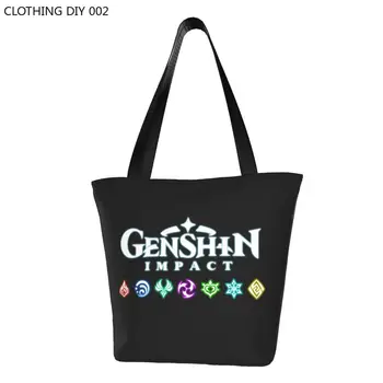 Модерна Печатна Чанта-Тоут Genshin Impact Logo 22 За Пазаруване, Преносима Холщовая Чанта-Купувач На Рамото Си, Аниме-Детска Чанта
