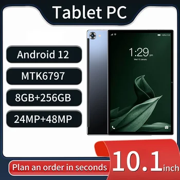 ERZHOU 8G + 256GB 8000mAh Android 12 Глобална версия на Новия таблет с 10,1 Инча Tablet PC WiFi Tab с две SIM карти, Камера за таблет, GPS 5G, Телефон за обаждания