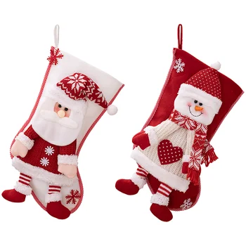 2 предмета, Коледни чорапи, Традиционни Чорапи, Чанти за бонбони, Коледна торбичка от Плат, Окачена на дървото Чорап Старейшините