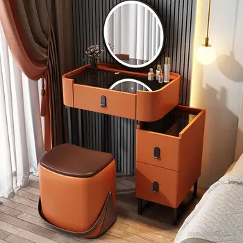 Тоалетка Модерен Комодный холна маса с чекмеджета LED Mirros Тоалетка за спалня Модерна дъска за грим с огледало мебели