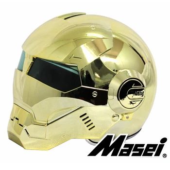 MASEI 610 галванично Позлатяване Хромирана каска за мотоциклет с каска полуоткрытым лице каска ABS за мотокрос
