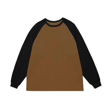 мъжка Тениска с дълъг ръкав в Разговорния стил от 100% чист Памук, Черно И кафяво Цветове С модерен дизайн