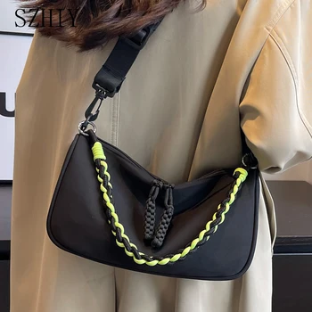Водоустойчива чанта от плат Оксфорд, чанта през рамо в ежедневна и спортен стил за момичета, пътна контрастная дамска чанта на рамото