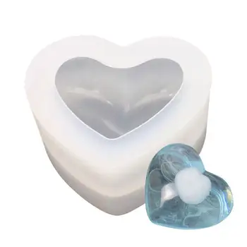 3D Form във формата на сърце Силиконова форма За Печене Форма на сърдечна форма За Торта, миещ Пудинг, Шоколад, свещи, Желе, форми за производство на художествени изделия от смола