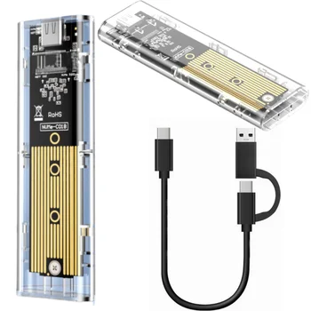 M. 2 NVME PCIe NGFF SATA Двухпротоколный Корпус SSD Прозрачен USB Type C 10 Gbit/s PCI-E M2 SSD Прозрачен Външния корпус на Кутия за твърд диск
