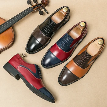 Висококачествена марка мъжки обувки от естествена кожа, мъжки официалната обувки, мъжки професионален бизнес обувки, универсална мъжки ежедневни обувки