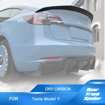 Заден Спойлер на Багажника, за Tesla Model Y 2019-2023 Sport Utility 4-Врати, заден Спойлер, задното Крило на High Kick Комплекти Спойлери От Сух карбон