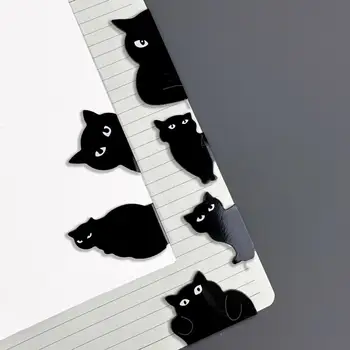 6 бр., Очарователна Черна котка, Магнитен маркер, Творчески Сгъваем Маркер за страници за книги