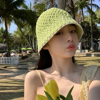Японски Пресни рибарски шапки за жени, лятна мода, Корейската универсална шапка с козирка, открива малко лицето, ракита панама
