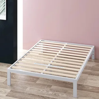 Рамка на легло-платформа от бял Метал, 14 инча, в Двойна стая