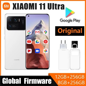 Xiaomi Mi 11 Ultra /10 Ултра Смартфон Snapdragon 888 Восьмиядерный 5G Мобилен телефон 5000 mah Батерия 50 Mp Камера 6,81 