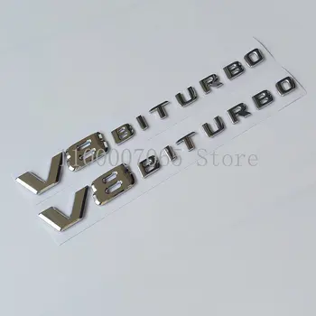 2017 най-Новите Хромирани Плосък Емблема V8 Biturbo ABS с Букви V8 за Mercedes Benz C63 G63 G65 GLS63 GT63 Кола Крило, Табела с Логото на Стикер