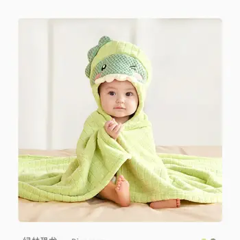 Детско кърпи за баня За Новородено, Детски халат за баня, мека впитывающий быстросохнущий Плажен ръкави за обличане, пончо, Фланела