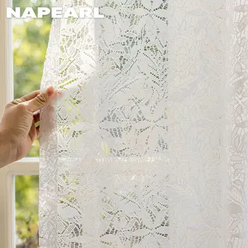 NAPEARL Европейски стил, бял прозрачен тюл, марля завеси за защита на прозорци, душ завеса за сватбен дом декор
