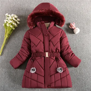 Зимата памучно палто за момичета 2023 година, Зимата е топло стеганая яке за момичета от 8 до 12 години, Детски яке с качулка, Ежедневни облекла