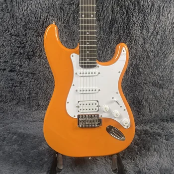 Електрическа китара ST, корпус от червено дърво, оранжев цвят, хастар от палисандрово дърво, 6 струнен китара Ra, безплатна доставка