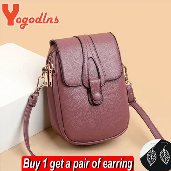 Лесна чанта през рамо за жени, чанта през рамо от изкуствена кожа и многопластова чанта-месинджър и портфейл, чанта за мобилен телефон с капак, голяма чанта