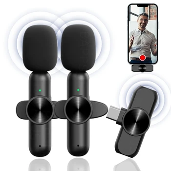 Преносим Безжичен Петличный микрофон с шумопотискане за запис на аудио и видео за iPhone, iPad, Android Mi Samsung Live Game Mic