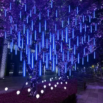 8 Тръби LED Метеоритен дъжд Улични Гирлянди за външна Гирлянди Водоустойчив Страхотни Градински Фенери Сватбена Празнично Осветление 2024