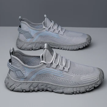 Летни експлозивна дишащи обувки с високо качество, тъкани от мушек, трендови леки модерни ежедневни маратонки за бягане, обувки за разходка на открито