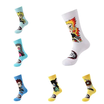 Аниме Чорапи-Унищожител на Демони Tanjirou Nezuko Мультяшные Трикотажни Памучни Чорапи От чист Памук Мъжки Модни Тенденция Чорапи-тръба Директни Продажби