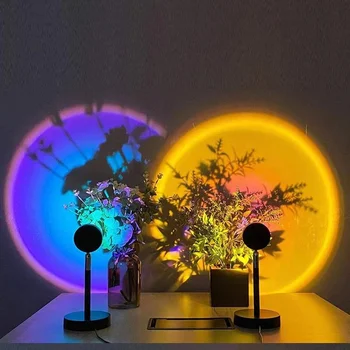 USB-лампа Sunset Sunset Projector Лампа за осветление на атмосферата на Бара, Настолна лампа, Цветни Етаж лампа, Украса спални, Фотография, Подаръци