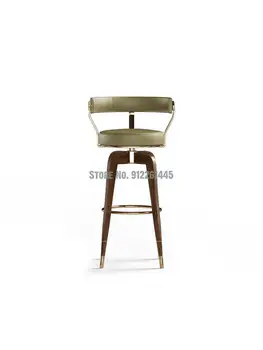 Американски лек луксозен бар стол от неръждаема стомана, съвременен лесен творчески бар стол, въртящ се бар стол за прием на гости, високо масивно дърво