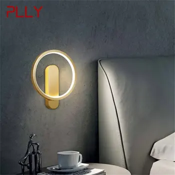 PLLY Месинг, с монтиран на стената лампа Nordic Modern Gold Sconces Прост дизайн Led лампа в помещението за декорация на дома