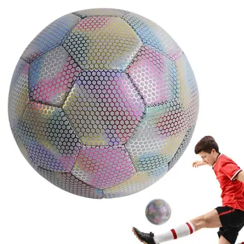 Мигащ футболен отразяваща нощен игра футболна топка от изкуствена кожа Футболен тренировъчен инструмент за юноши, възрастни и любители на футбола