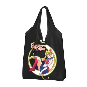 Пазарска чанта Sailors Луната за рециклиране, дамски чанти-тоут, преносими чанти за пазаруване в аниме
