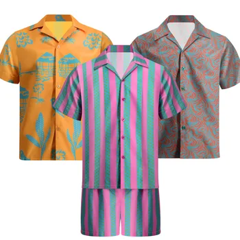 Поредица от филми от Кен Райън Гослинг Cosplay костюм за възрастни мъже Хавайска риза с къс принтом, тениска за плажни партита, Кралят на върха на Хелоуин