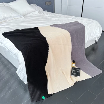 Модерен прост контрастен цвят, Покривки за легла, Офис сън, Климатик, вязаное одеало за диван, покривки за нощуване на открито