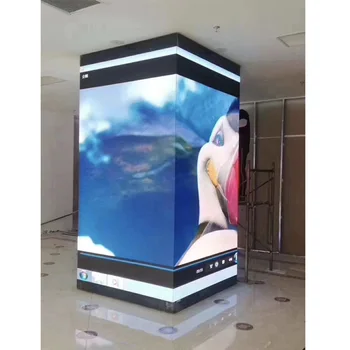 Вътрешен led екран с кубчета, табела, видеостена, на 90-градусная ъглова колона, на led екран с dice
