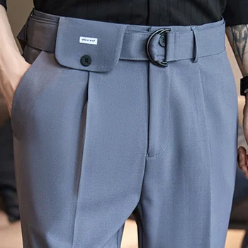 2023 Италиански Мъжки Вечерни Панталони alones Hombre Dress По Щиколотку s Британски Директни s С Висока Талия Социални Панталони