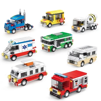 Серията City градивните елементи на Училищен автобус за Къмпинг DIY Модел Камион Линейка Тухли Детска Образователна Сглобяване на Играчката В подарък