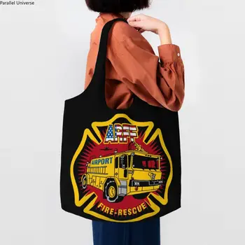 Пожаро-спасителен Пожарникар ARFF, чанта за пазаруване на хранителни стоки, Холщовая чанта-тоут с принтом, чанта през рамо, Голяма простор, Трайни чанти, Чанти