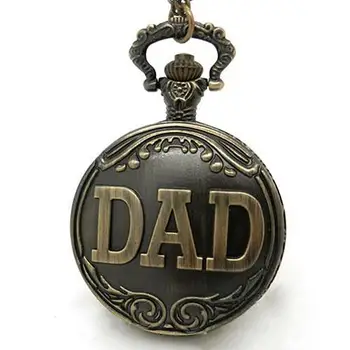Реколта мъжки кварцови часовници джобни за татко, колие, окачване, Верижка, подарък за Деня на бащата, джобни часовници, часовници