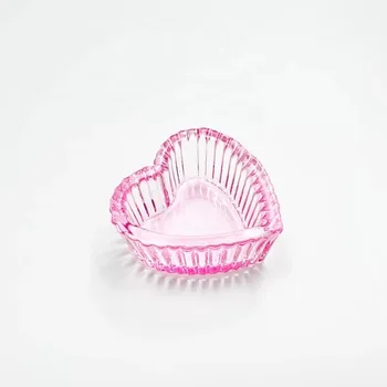 1 бр. Стъклена чаша за нокти във формата на сърце, Розово Течно ястие, Блестящо Кристално чиста Стъклена чаша с капак, чаша за акрил на прах, инструмент за дизайн на ноктите