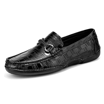Модерен мъжки ежедневни обувки от естествена кожа, луксозни маркови леки, дишащи лоферы, мокасини, удобни мъжки обувки за шофиране без закопчалка