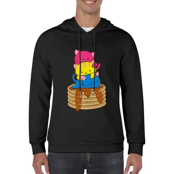 Нов Флаг Пансексуальной гордост, hoody с качулка Kawaii Cats on Pancakes, градинска облекло за мъже, мъжки дрехи, модни мъжки hoody голям размер