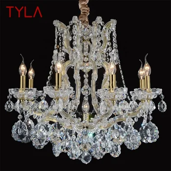 Полилей в европейски стил TYLA, led висящи лампи, кристални свещи, Луксозни осветителни тела, модерни осветителни тела за дома, хотела, вили, зали