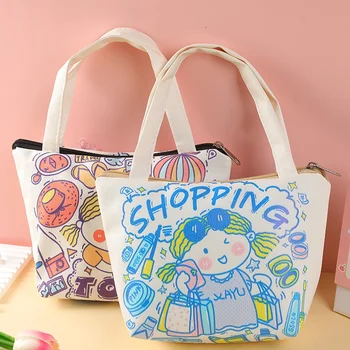 Чанта-тоут Kawaii Момиче, Преносим кожен портфейл, чанта за съхранение, Учебна чанта, Продуктова чанта за пазаруване, чанта на рамото за жени, училищна чанта