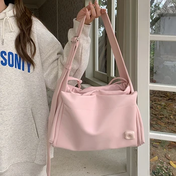Прекрасна розова чанта през рамо за жени, мека дамска чанта-тоут от изкуствена кожа, големи чанти, ежедневни чанти-незабавни посланици за студентки