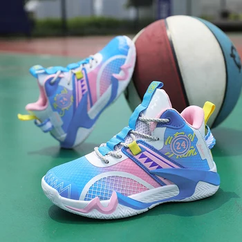 Детска брандираната баскетболни обувки за деца, маратонки, устойчива на плъзгане детски спортни обувки за момичета и момчета, маратонки за бягане