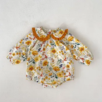 Angoubebe 555S141, комбинирано къса рокля с цветен печат за малки момиченца 0-2 години, комплекти