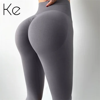 Панталони за фитнес KE, дамски панталони за йога с персиковыми задните части, еластична горна дреха с висока талия, спортни панталони тънки и бързо съхнещи гамаши