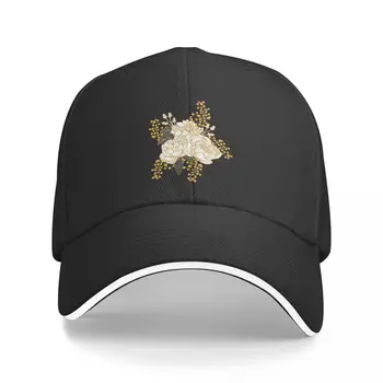 Нова бейзболна шапка с бели + златни цветя, солнцезащитная шапка, Шапка за Голф, Коледни шапки, Дамски шапки 2023, Мъжки