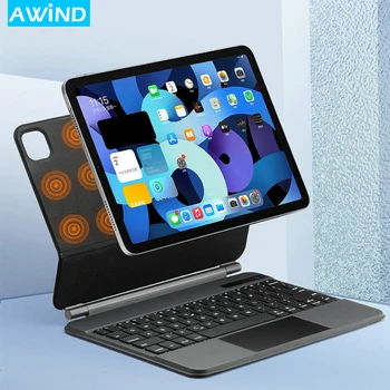 Клавиатура AWIND Magic Trackpad за iPad Air 4 5 Безжична Bluetooth с магнитна подсветка, 10,9-инчов Испански корейски корпус поколение Gen