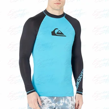 Тениска за плуване, бански костюм За мъже, защита от ултравиолетови лъчи, Плажна защита от акне, бански костюми за гмуркане, рашгард, трико с дълъг ръкав за сърфиране, тениска, за да сърфират