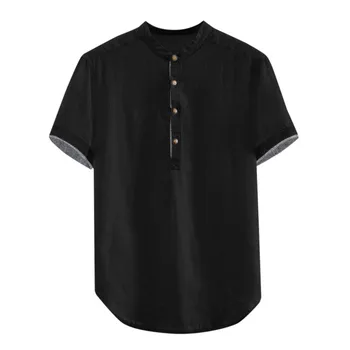 Мъжка лятна ежедневни риза, широки обикновена спално бельо, памучни блузи с къс ръкав, тениска голям размер, блуза Harajuku